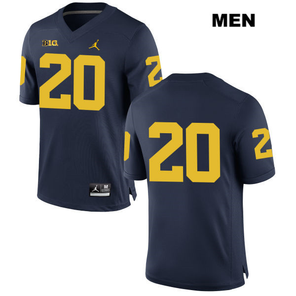 Men's NCAA Michigan Wolverines Brad Hawkins #20 No Name Navy Jordan Brand Authentic Stitched Football College Jersey BA25G75NP